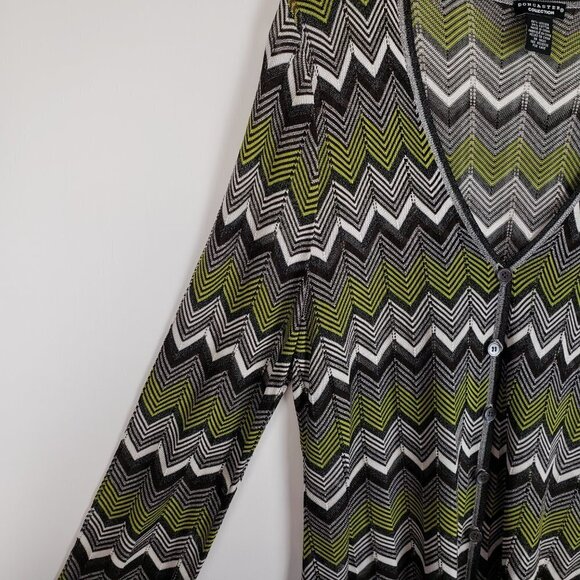 Doncaster Lightweight Cardigan Gray White Brown Lime Green Chevron Size XL - Picture 6 of 8